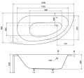 Abmessung - Eckbadewanne Milena 150x70 cm links