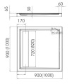 Duschwanne Viereck 100 x 100 x 6,5 cm Camparo Abdeckplatte Abmessung