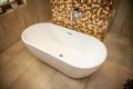 Freistehende Standbadewanne Badewanne Acryl 170 x 77 cm Ab- und Überlauf Click Clack Elena + ABLAGE BADEWANNENBRETT