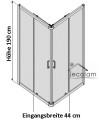 Duschkabine Viereck Dusche Schiebetür Glas gemustert 80 x 80 x 190 cm KN Abmessung