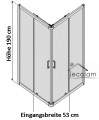 Duschkabine Viereck Dusche Schiebetür Glas gemustert 90 x 90 x 190 cm KN Abmessung