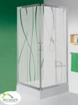 Duschkabine Viereck Dusche Schiebetür Glas gemustert 100 x 100 x 190 cm KN