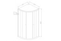 Duschwanne Viertelkreis Vitoria 80 x 80 x 180 cm R55 cm Klarglas