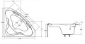 Badewanne Eckwanne Ewa 134 x 134 cm optional: Handgriff Abmessung