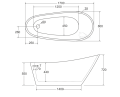 Freistehende Standbadewanne Badewanne Acryl 170 x 80 cm Ab- und Überlauf Click Clack Melody