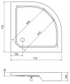 Duschwanne Viertelkreis 70x70 x 16 cm R55 Alex Abmessung