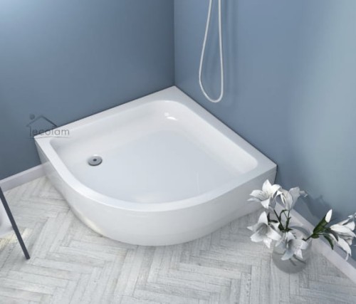 Duschwanne Viertelkreis Pako tief 80 x 80 x 26,5 x 12 cm Ablauf Silikon GRATIS