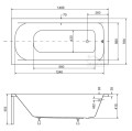 Badewanne Rechteck Continea 140x70 cm Abemssung