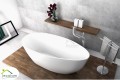 Freistehende Badewanne 160 x 70 cm Ablauf Click Clack Mineralguss Goya