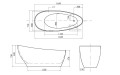 Freistehende Badewanne 165 x 70 cm Ablauf Click Clack Mineralguss Keya