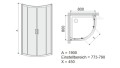 Duschkabine Dusche Glas gemustert 80x80 x 190 cm R55 KP4
