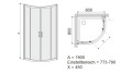 Duschkabine Dusche Viertelkreis Klarglas 80 x 80 x 190 cm R55 KP4