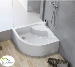 Duschwanne Viertelkreis Pako mit Sitz  90x90 x 39,5 x 24 cm R55 optional: Siphon Click Clack