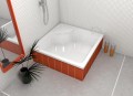 Duschwanne Viereck Doris mit Sitz 80 x 80 x 41 x 28 cm zum Verfliesen Siphon