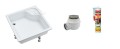 Duschwanne Viereck Doris mit Sitz 80 x 80 x 41 x 28 cm zum Verfliesen Siphon