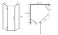 Set Duschkabine Dusche Viva+ Duschwanne Bergo Fünfeck 90x90x195 cm Klarglas Tür LINKS