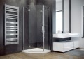Set Duschkabine Dusche Viva+ Duschwanne Bergo Fünfeck 90x90x195 cm Klarglas Tür LINKS