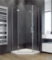 Set Duschkabine Dusche Viva+ Duschwanne Bergo Fünfeck 90x90x195 cm Klarglas Tür LINKS