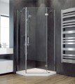 Set Duschkabine Dusche Viva+ Duschwanne Bergo Fünfeck 90x90x195 cm Klarglas Tür RECHTS