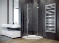 Set Duschkabine Dusche Viva+ Duschwanne Bergo Fünfeck 90x90x195 cm Klarglas Tür RECHTS