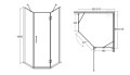 Set Duschkabine Dusche Viva+ Duschwanne Bergo Fünfeck 90x90x195 cm Klarglas Tür RECHTS