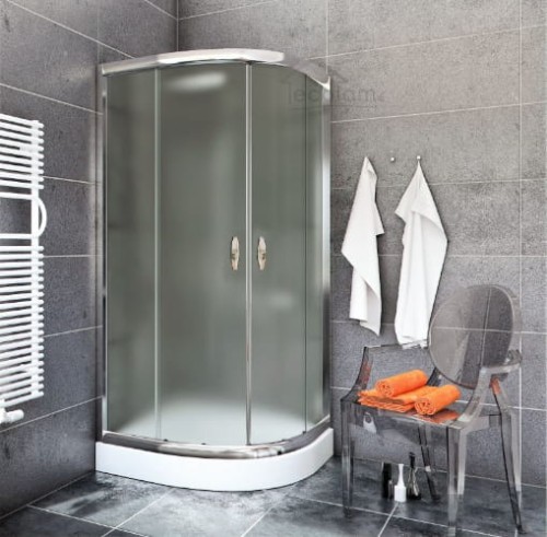 Duschkabine Dusche Viertelkreis strukturiertes Glas 70 x 70 x 190 cm R55 Stylio