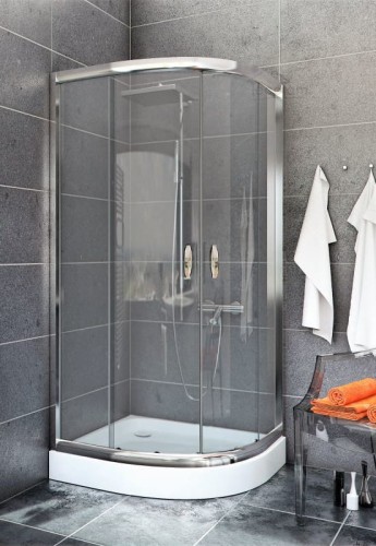 Duschkabine Dusche Viertelkreis Klarglas 80 x 80 x 190 cm R55 Stylio