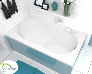 Badewanne mit Sitz Sitzbadewanne Rechteck Wivea 130x75 cm