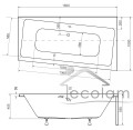 Eckbadewanne Infinity 160 x 100 cm rechts abmessung