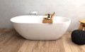 Freistehende Standbadewanne Badewanne Acryl 166 x 85 cm Ab- und Überlauf Click Clack Kira + ABLAGE BADEWANNENBRETT