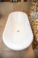 Freistehende Standbadewanne Badewanne Acryl 170 x 77 cm Ab- und Überlauf Click Clack Elena + ABLAGE BADEWANNENBRETT