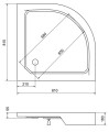 Duschwanne Viertelkreis 80x80 x 16 cm R55 Alex Abmessung