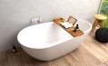 Freistehende Standbadewanne Badewanne Acryl 166 x 85 cm Ab- und Überlauf Click Clack Kira + ABLAGE BADEWANNENBRETT