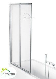 Badewannenabtrennung Faltwand Duschabtrennung 2-teilig H 140 cm Glas Ambition Premium 2