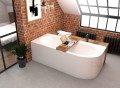 Badewanne Eckbadewanne Avita 150x75 cm links + ABLAGE BADEWANNENBRETT BAMBUS