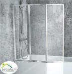 Badewannenabtrennung Faltwand Duschabtrennung 3-teilig H 140 cm Glas Ambition Premium 3