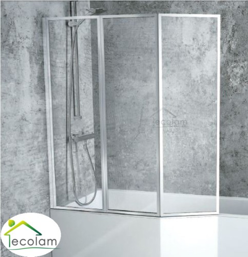 Badewannenabtrennung für Badewanne Klarglas 3- teilig, Höhe 140 cm