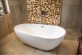 Freistehende Standbadewanne Badewanne Acryl 166 x 85 cm Ab- und Überlauf Click Clack Kira + ABLAGE BADEWANNENBRETT