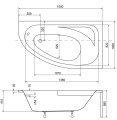 Eckbadewanne Cornea 150x100 rechts Abmessung