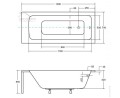 Badewanne Rechteck Talia 130x70 cm Abmessung
