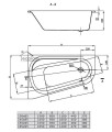Badewanne Eckwanne Dida 150x85 cm links - abmessung