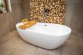 Freistehende Standbadewanne Badewanne Acryl 166 x 85 cm Ab- und Überlauf Click Clack Kira + ABLAGE BADEWANNENBRETT
