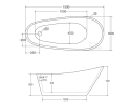 Freistehende Standbadewanne Badewanne Acryl 150 x 80 cm Ab- und Überlauf Click Clack Melody