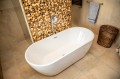 Freistehende Standbadewanne Badewanne Acryl 170 x 77 cm Ab- und Überlauf Click Clack Elena + ABLAGE BADEWANNENBRETT