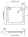 Duschwanne Viereck 70x70 x 17 cm Grando Plus Abmessung