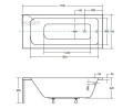 Badewanne Rechteck Talia 170 x 75 cm Abmessung