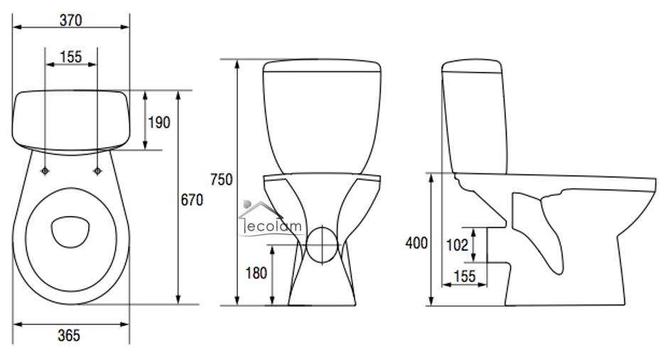 WC Set Toilette Mito Bodenstehend Tiefspüle Abmessung