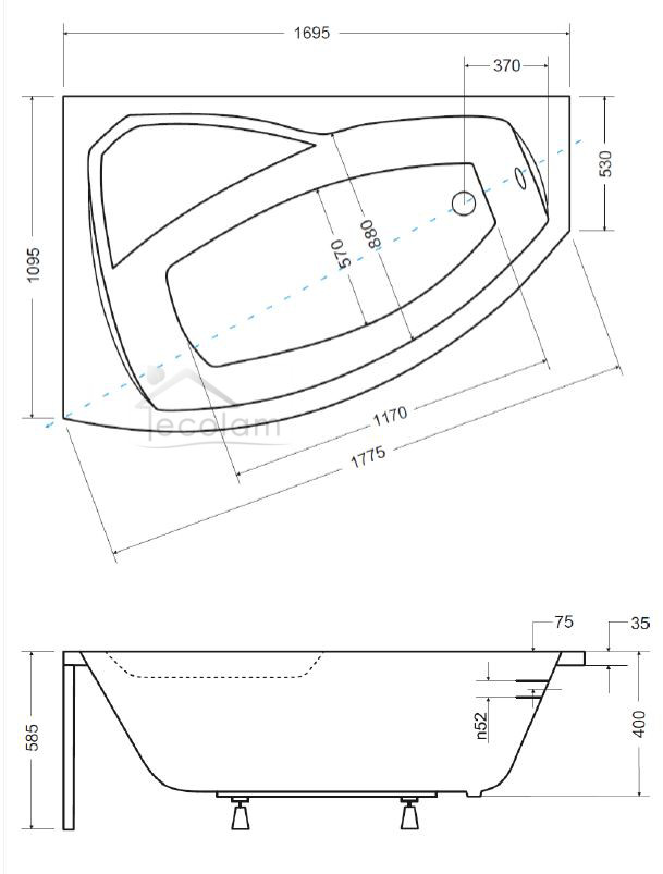 Abmessung Eckbadewanne Rima 170x110 links