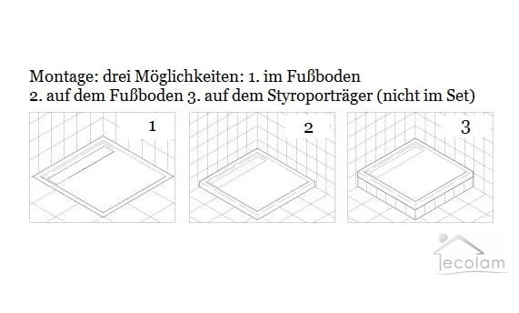 ECOLAM Duschwanne Competia Quadratisch – Acryl, Mit Styroporunterseite & Siphon, Wählbare Größen 80x80 Bis 100x100 Cm